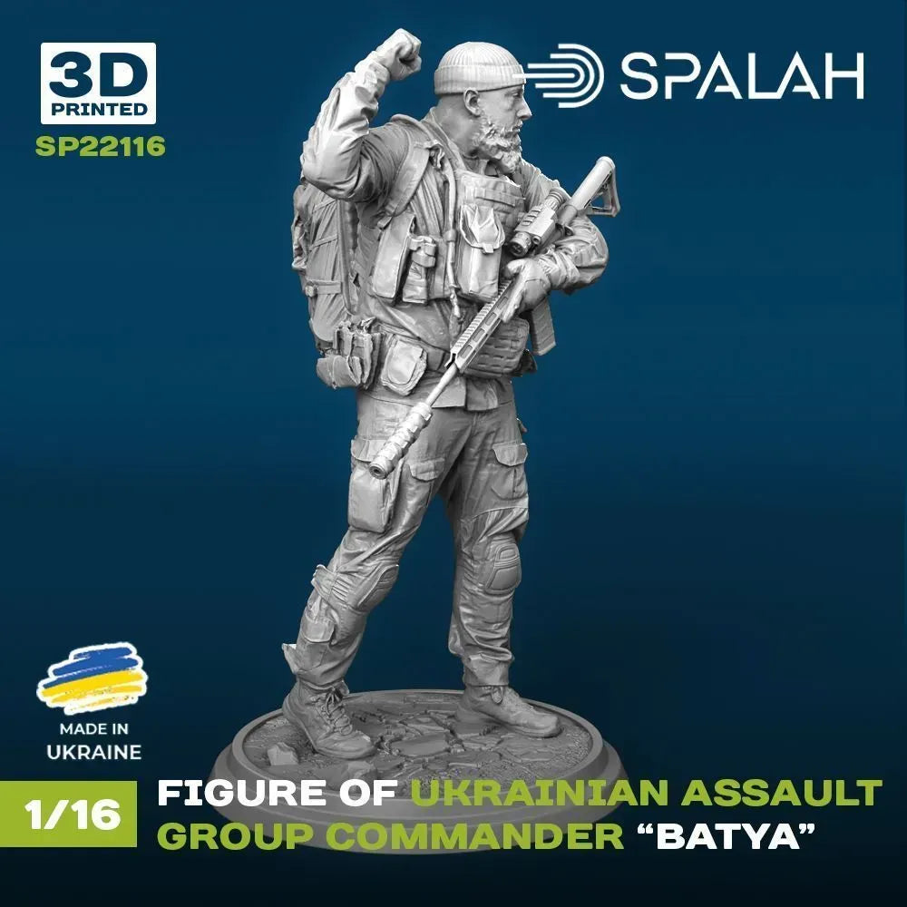 Spalah SP22116 Ukrainian assault group commander Batya Scale Figure Model 1:16 | Detailed 3D Printed Resin Kit