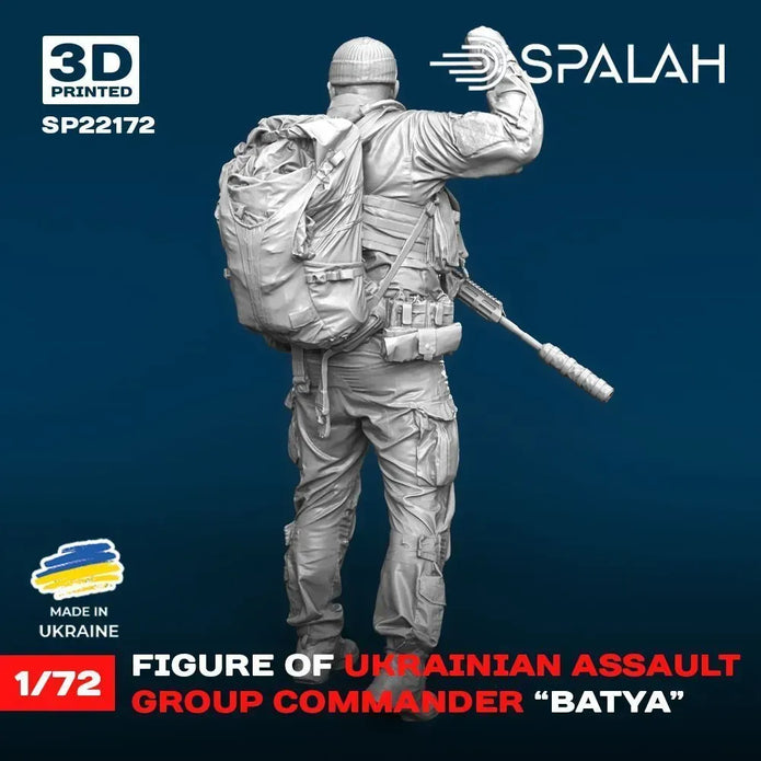 Spalah SP22172 Ukrainian assault group commander Batya Scale Figure Model 1:72 | Detailed 3D Printed Resin Kit