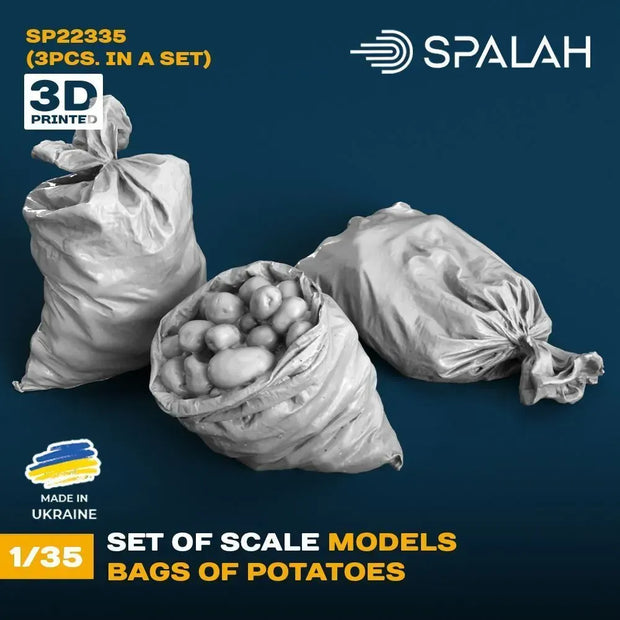 Spalah SP22335 Models Bags of potatoes (3pcs) Scale Model Kit for Diorama 1:35 | Detailed 3D Printed Resin Kit