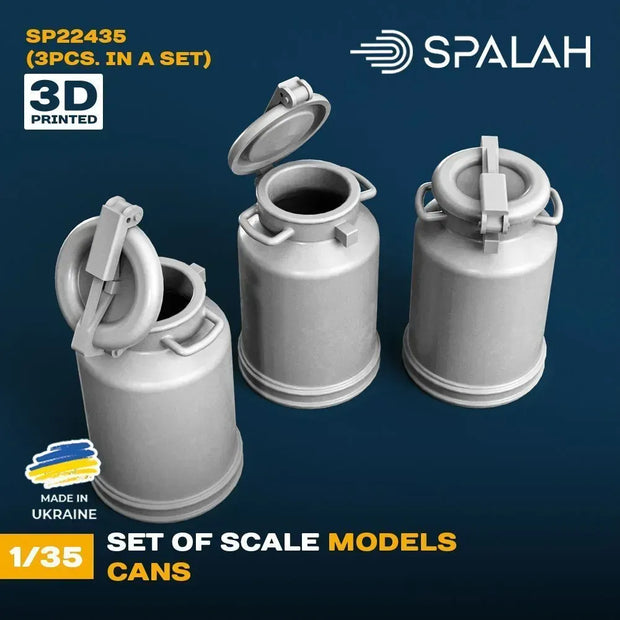 Spalah SP22435 Models Cans (3pcs) Scale Model Kit for Diorama 1:35 | Detailed 3D Printed Resin Kit