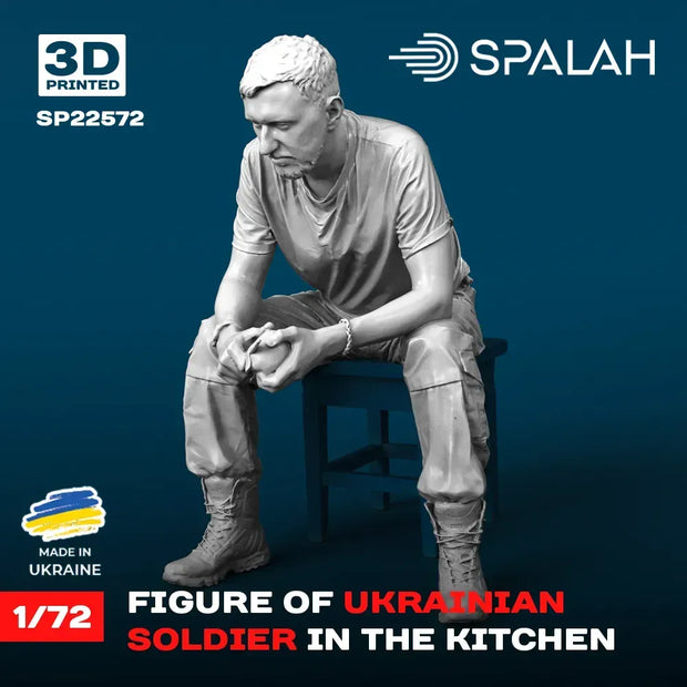 Spalah SP22572 Ukrainian soldier in the kitchen Scale Figure Model 1:72 | Detailed 3D Printed Resin Kit
