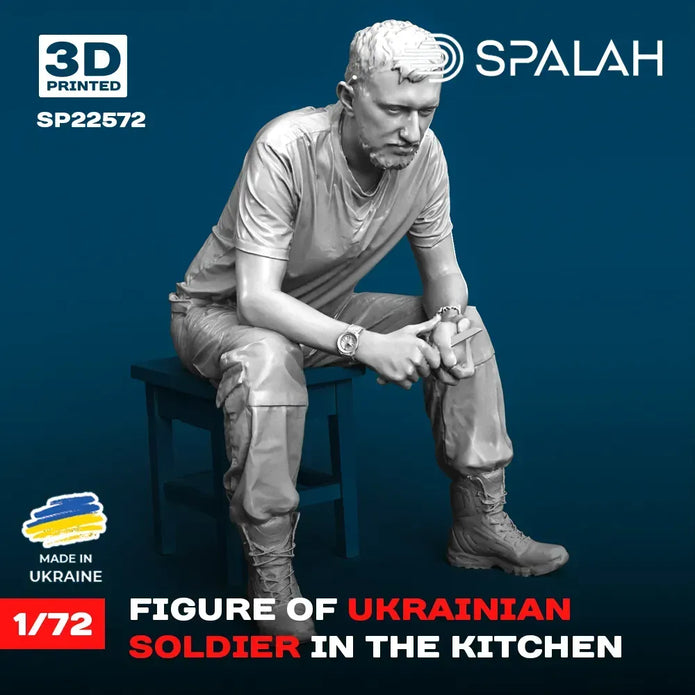 Spalah SP22572 Ukrainian soldier in the kitchen Scale Figure Model 1:72 | Detailed 3D Printed Resin Kit