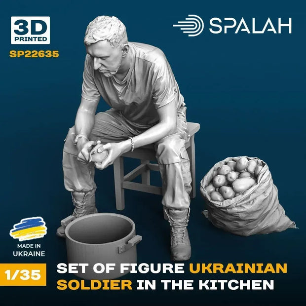 Spalah SP22635 Models and figure Ukrainian soldier in the kitchen Scale 1:35 | Detailed 3D Printed Resin Kit