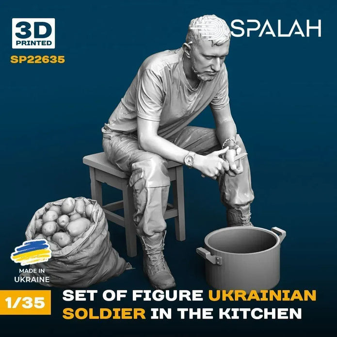 Spalah SP22635 Models and figure Ukrainian soldier in the kitchen Scale 1:35 | Detailed 3D Printed Resin Kit