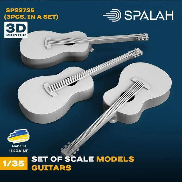 Spalah SP22735 Guitars (3 pcs.) Scale Model Kit for Diorama 1:35 | Detailed 3D Printed Resin Kit