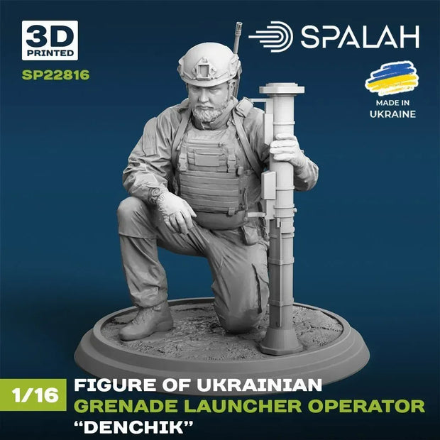 Spalah SP22816 Ukrainian grenade launcher operator Denchik Scale Figure Model 1:16 | Detailed 3D Printed Resin Kit