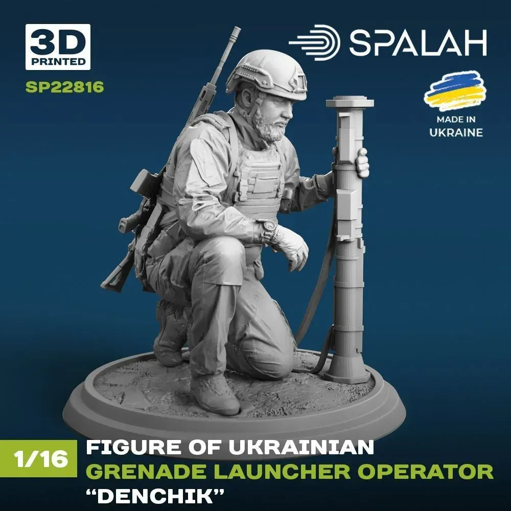 Spalah SP22816 Ukrainian grenade launcher operator Denchik Scale Figure Model 1:16 | Detailed 3D Printed Resin Kit