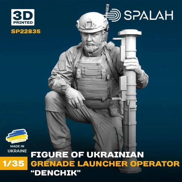 Spalah SP22835 Ukrainian grenade launcher operator Denchik Scale Figure Model 1:35 | Detailed 3D Printed Resin Kit