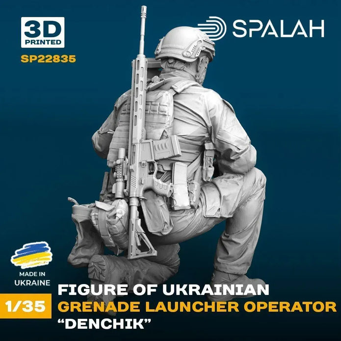 Spalah SP22835 Ukrainian grenade launcher operator Denchik Scale Figure Model 1:35 | Detailed 3D Printed Resin Kit