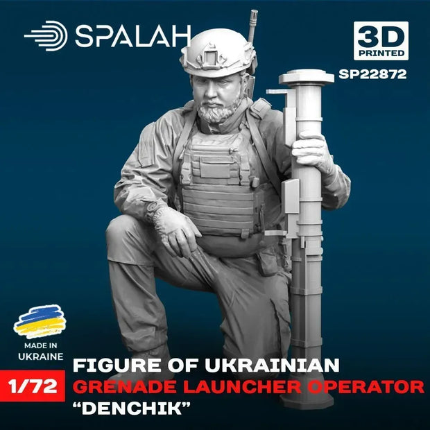 Spalah SP22872 Ukrainian grenade launcher operator Denchik Scale Figure Model 1:72 | Detailed 3D Printed Resin Kit