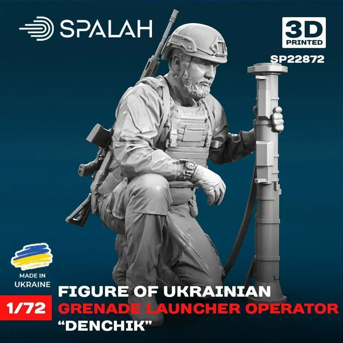 Spalah SP22872 Ukrainian grenade launcher operator Denchik Scale Figure Model 1:72 | Detailed 3D Printed Resin Kit
