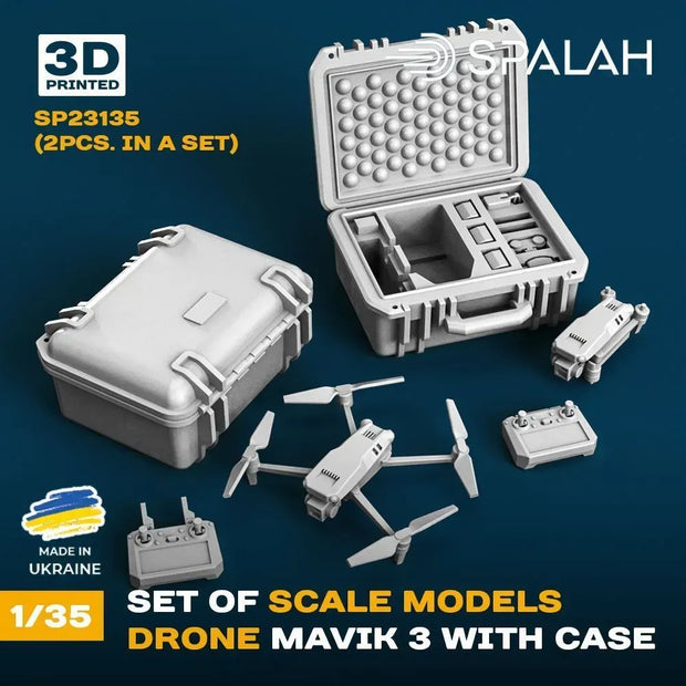 Spalah SP23135 Drone Mavik with case (2 pcs.) Scale Model Kit 1:35 | Detailed 3D Printed Resin Kit