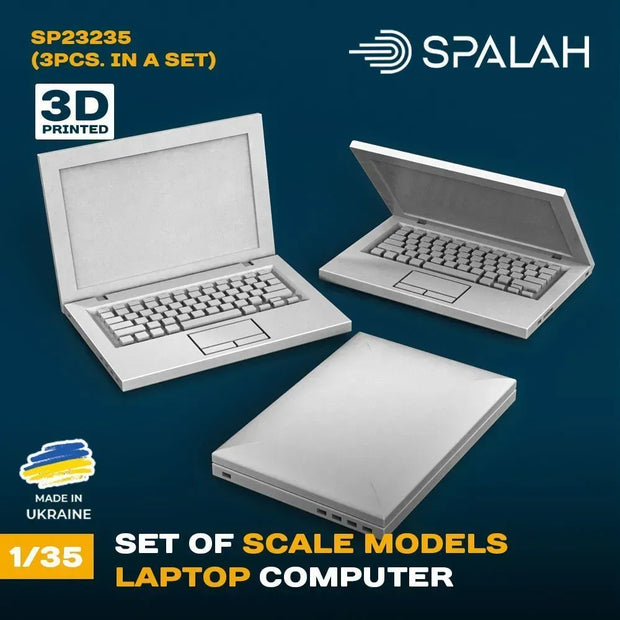 Spalah SP23235 Laptop (3 pcs.) Scale Model Kit for Diorama 1:35 | Detailed 3D Printed Resin Kit