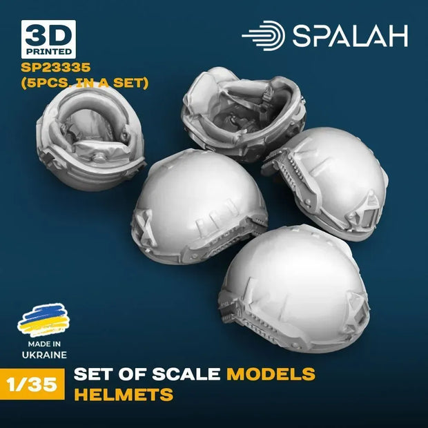 Spalah SP23335 Helmets (5 pcs.) Scale Model Kit for Diorama 1:35 | Detailed 3D Printed Resin Kit