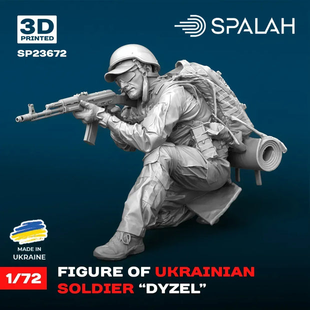 Spalah SP23672 Ukrainian soldier Dyzel Scale Figure Model 1:72 | Detailed 3D Printed Resin Kit