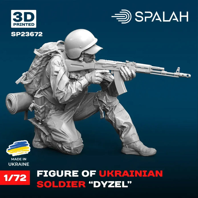 Spalah SP23672 Ukrainian soldier Dyzel Scale Figure Model 1:72 | Detailed 3D Printed Resin Kit