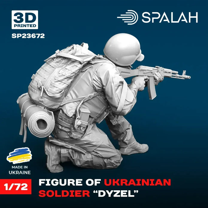 Spalah SP23672 Ukrainian soldier Dyzel Scale Figure Model 1:72 | Detailed 3D Printed Resin Kit