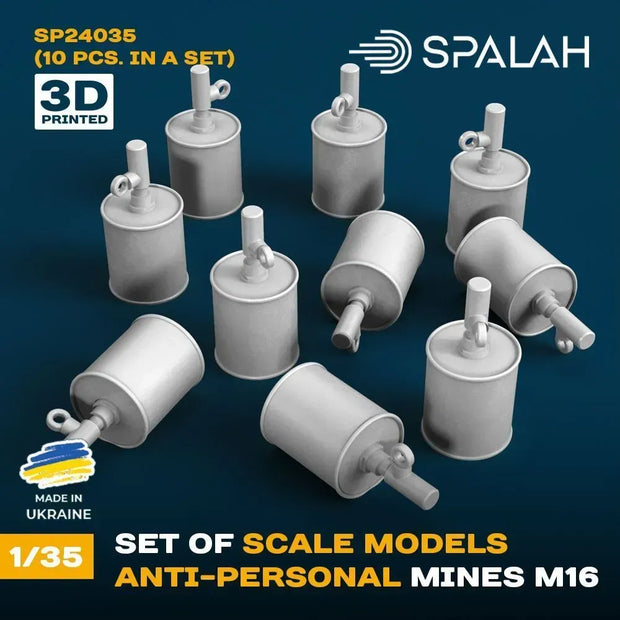 Spalah SP24035 Anti-personal mines M16 (10 pcs.) Scale Model Kit for Diorama 1:35 | Detailed 3D Printed Resin Kit