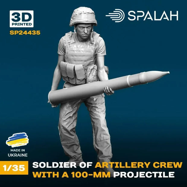 Spalah SP24435 Soldier of artillery crew with a 100-mm projectile Scale Figure Model 1:35