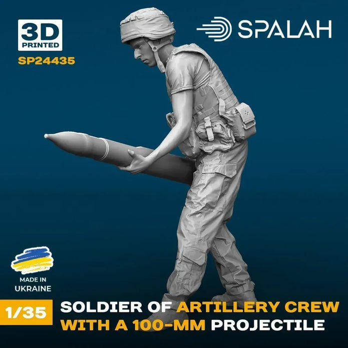 Spalah SP24435 Soldier of artillery crew with a 100-mm projectile Scale Figure Model 1:35