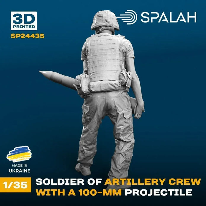 Spalah SP24435 Soldier of artillery crew with a 100-mm projectile Scale Figure Model 1:35