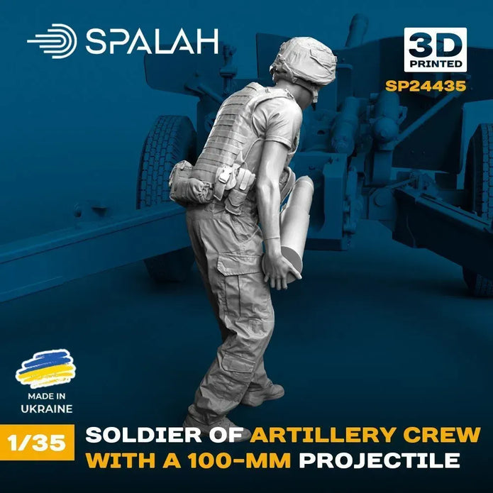 Spalah SP24435 Soldier of artillery crew with a 100-mm projectile Scale Figure Model 1:35