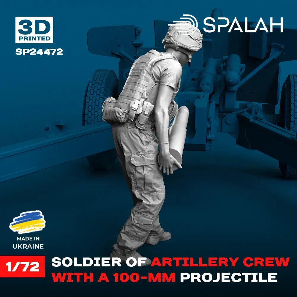 Spalah SP24472 Soldier of artillery crew with a 100-mm projectile Scale Figure Model 1:72