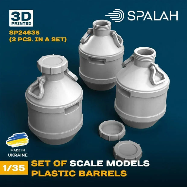 Spalah SP24635 Plastic barrels (3 pcs.) Scale Model Kit for Diorama 1:35 | Detailed 3D Printed Resin Kit