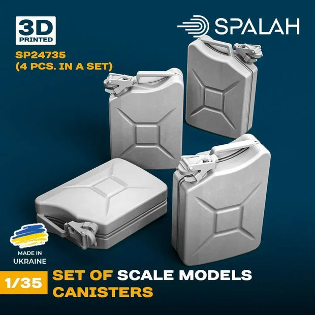 Spalah SP24735 Canisters (4 pcs.) Scale Model Kit for Diorama 1:35 | Detailed 3D Printed Resin Kit