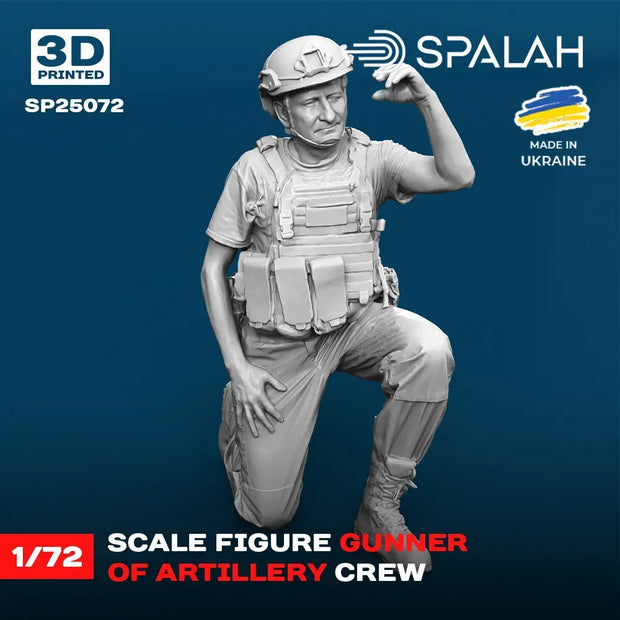 Spalah SP25072 Gunner of Arillery Crew Scale Figure Model 1:72 | Detailed 3D Printed Resin Kit