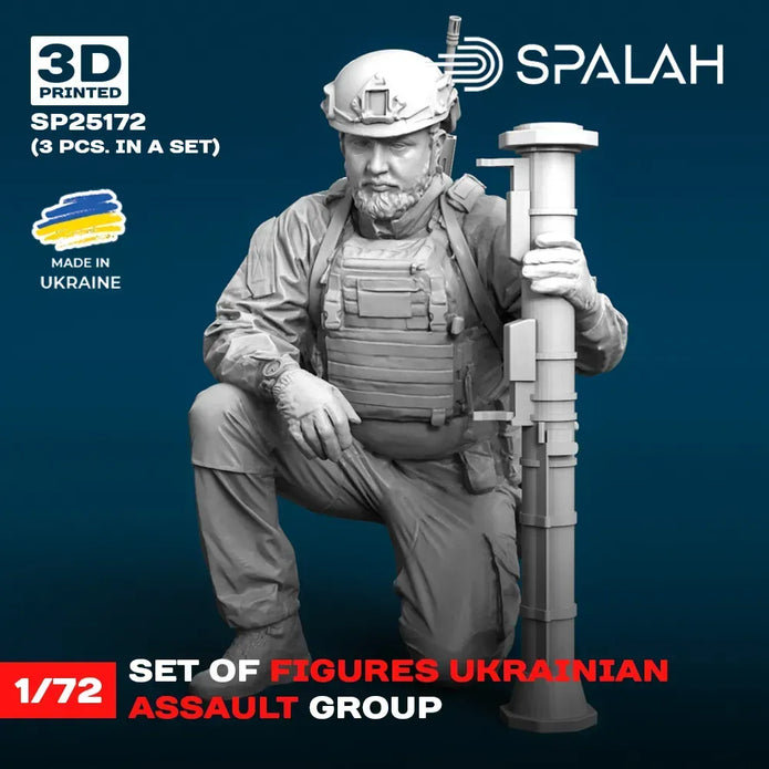 Spalah SP25172 Ukrainian assault group (3 pcs.) Scale Figure Model 1:72 | Detailed 3D Printed Resin Kit