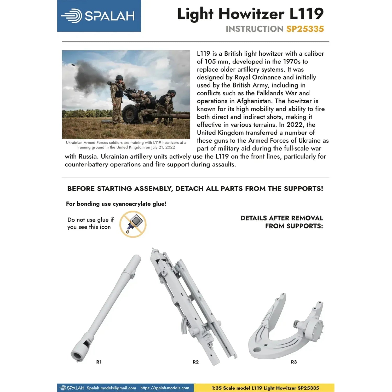 Spalah SP25335 Howitzer M119A2 Scale Model Kit 1:35 | Detailed 3D Printed Resin Kit