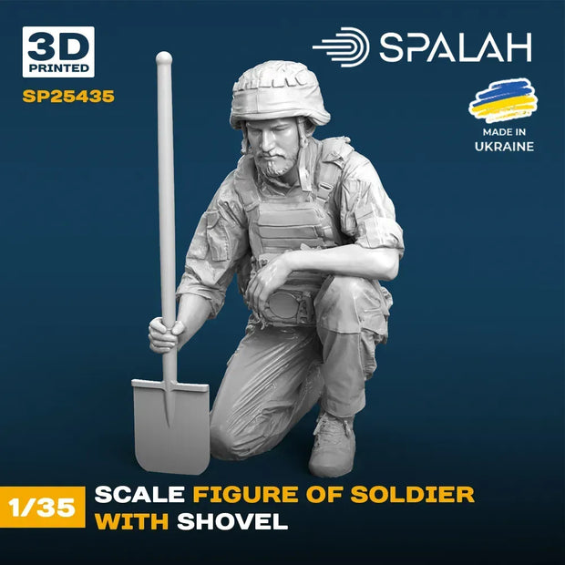Spalah SP25435 Soldier with a shovel Scale Figure Model 1:35 | Detailed 3D Printed Resin Kit