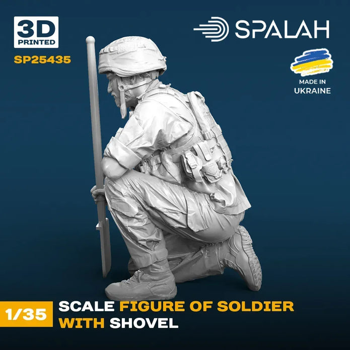 Spalah SP25435 Soldier with a shovel Scale Figure Model 1:35 | Detailed 3D Printed Resin Kit