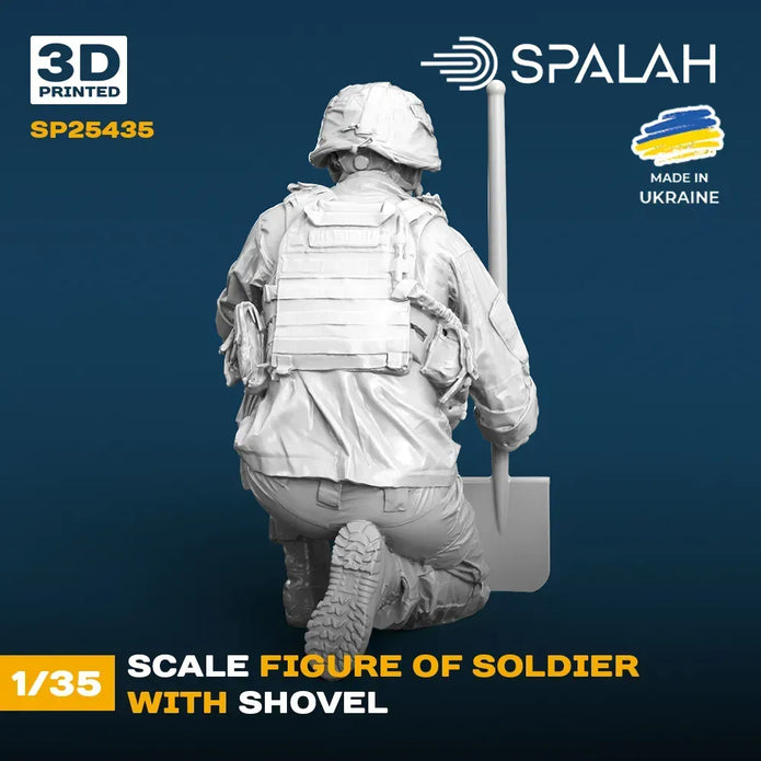 Spalah SP25435 Soldier with a shovel Scale Figure Model 1:35 | Detailed 3D Printed Resin Kit