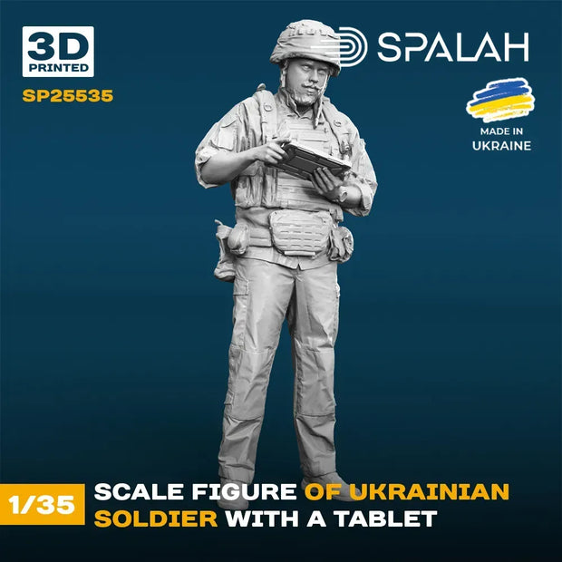 Spalah SP25535 Figure Ukrainian soldier with a tablet Scale 1:35 | Detailed 3D Printed Resin Kit