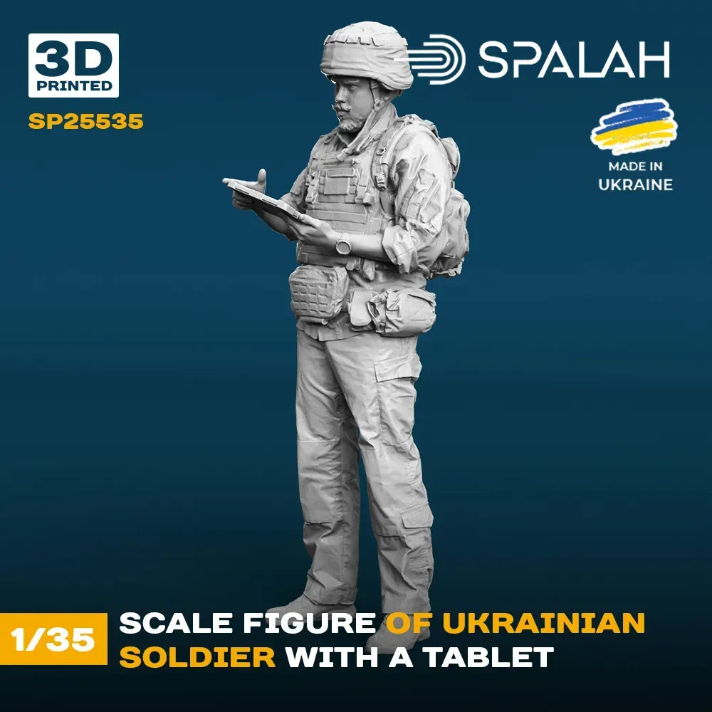 Spalah SP25535 Figure Ukrainian soldier with a tablet Scale 1:35 | Detailed 3D Printed Resin Kit
