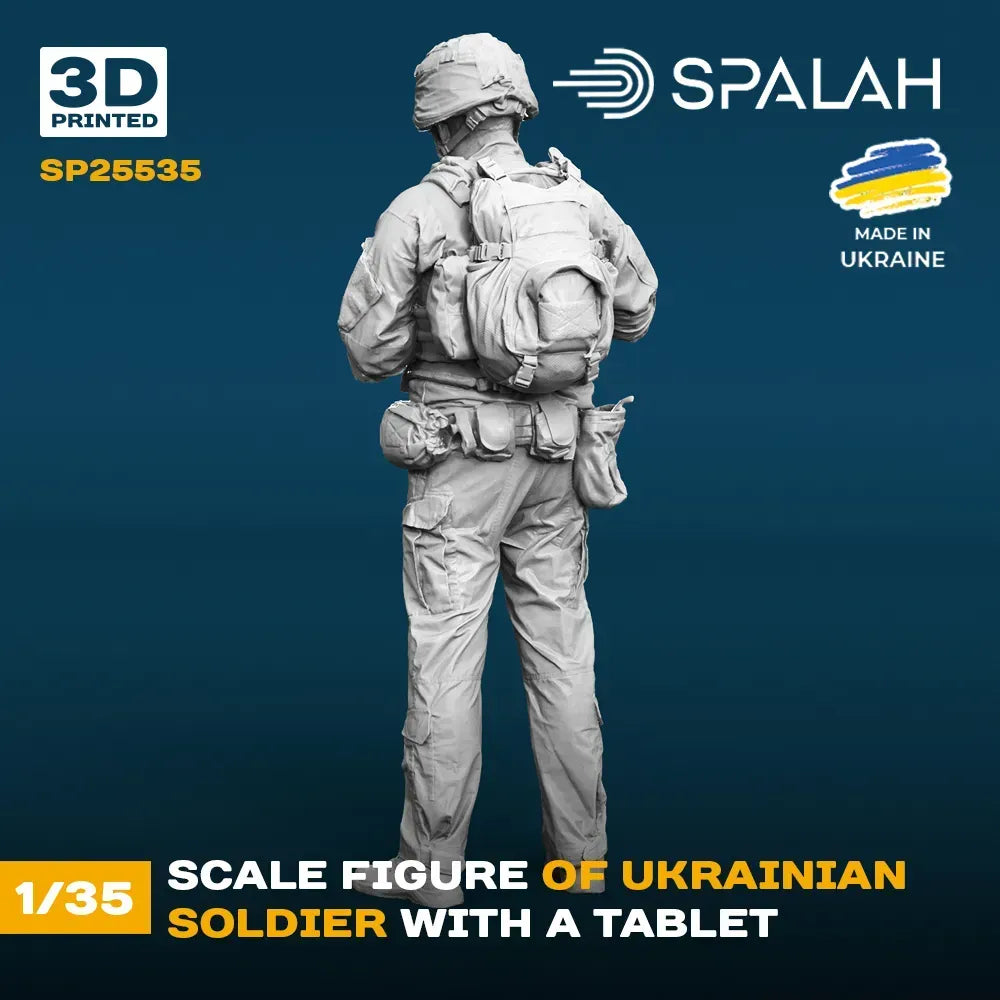 Spalah SP25535 Figure Ukrainian soldier with a tablet Scale 1:35 | Detailed 3D Printed Resin Kit