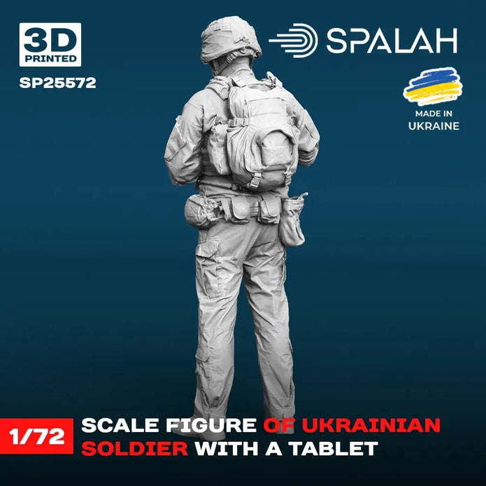 Spalah SP25572 Ukrainian soldier with a tablet Scale Figure Model 1:72 | Detailed 3D Printed Resin Kit