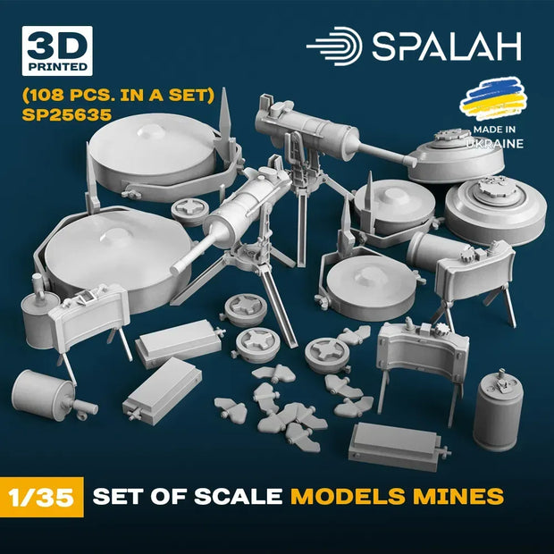 Spalah SP25635 Mines (108 pcs.) Scale Model Kit for Diorama 1:35 | Detailed 3D Printed Resin Kit