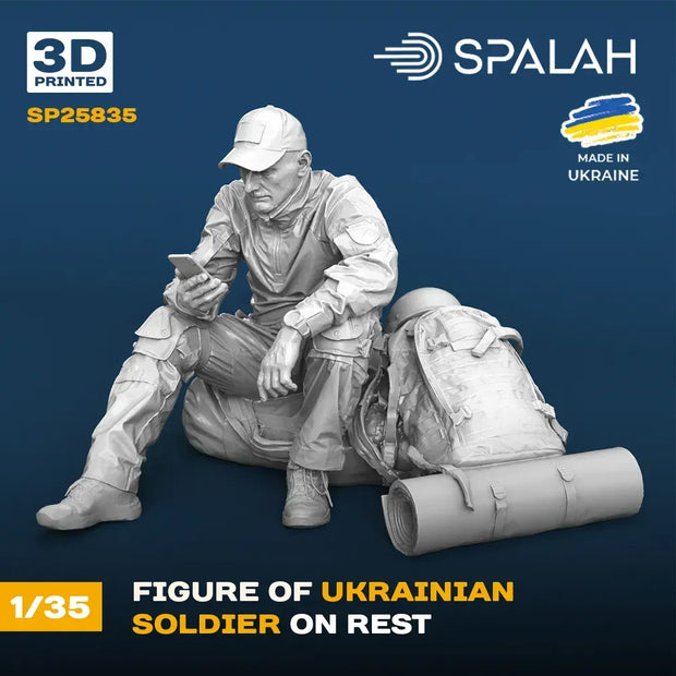 Spalah SP25835 Ukrainian soldier on rest Scale Figure Model 1:35 | Detailed 3D Printed Resin Kit