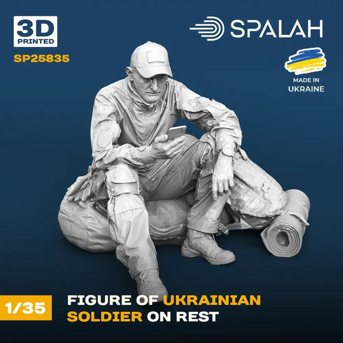 Spalah SP25835 Ukrainian soldier on rest Scale Figure Model 1:35 | Detailed 3D Printed Resin Kit