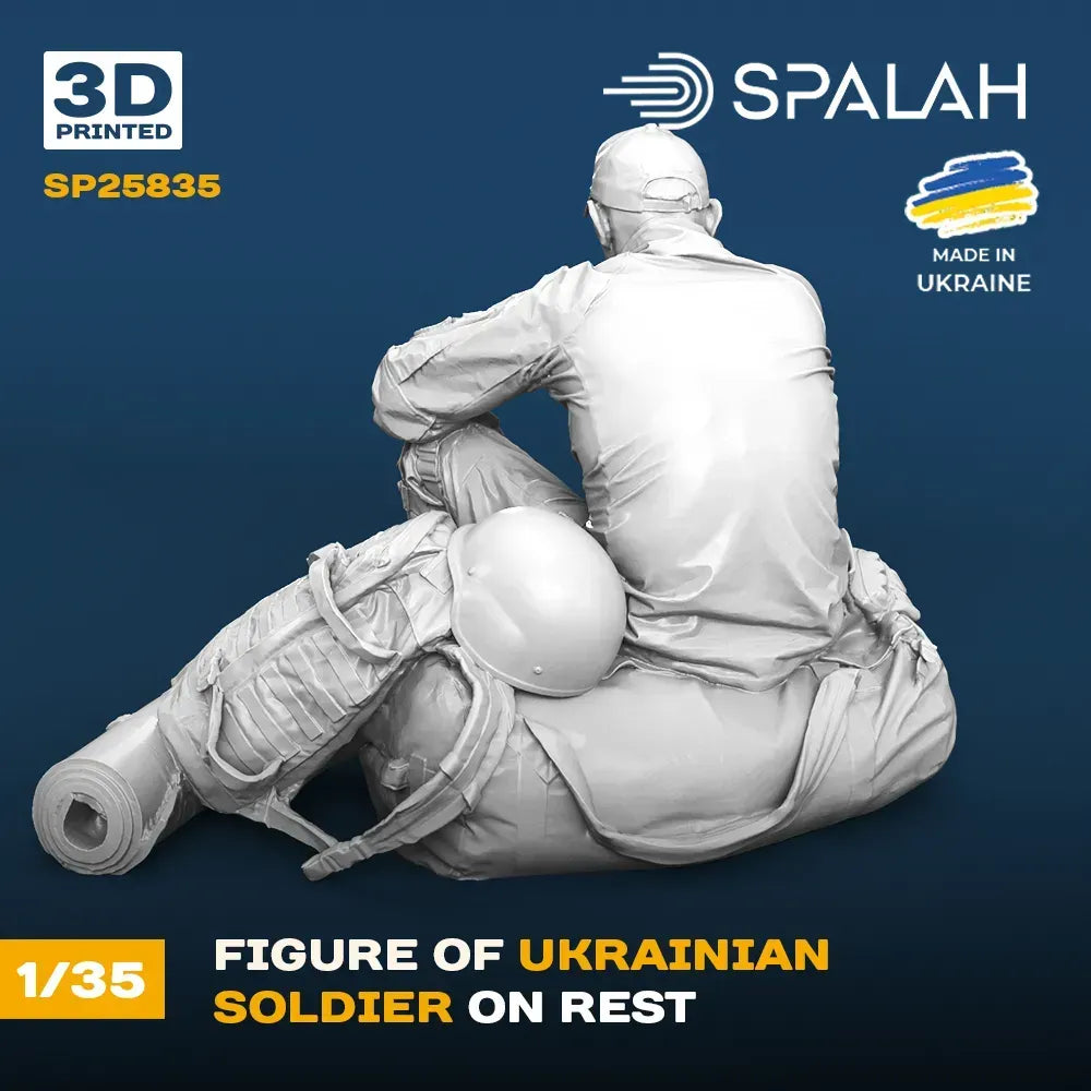 Spalah SP25835 Ukrainian soldier on rest Scale Figure Model 1:35 | Detailed 3D Printed Resin Kit