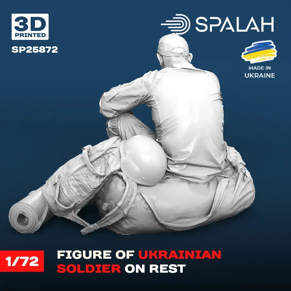 Spalah SP25872 Ukrainian soldier on rest Scale Figure Model 1:72 | Detailed 3D Printed Resin Kit