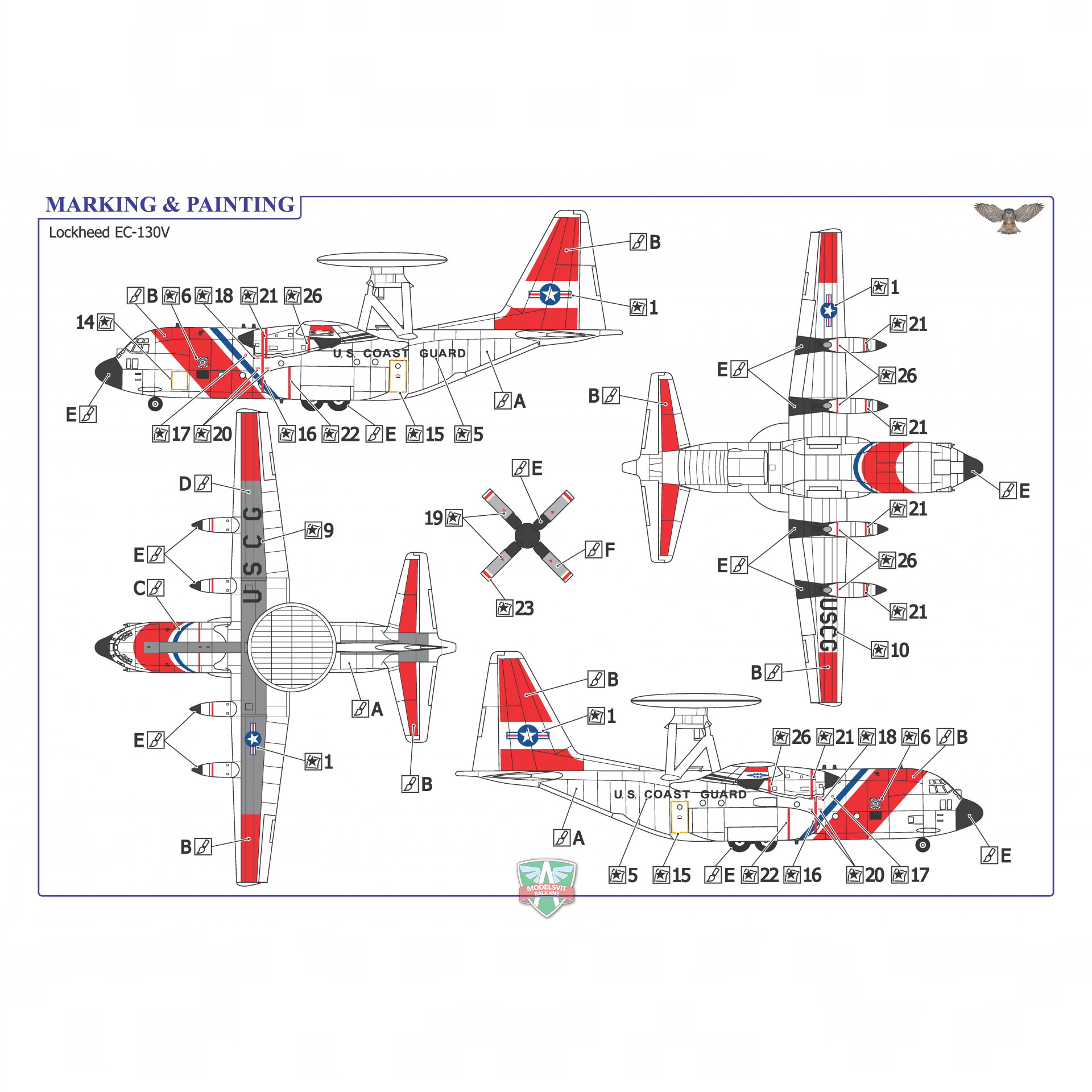 Lockheed EC-130V Hercules (AEW&C), Aircraft Model Kit Scale 1:144 SOVA-M SVM 14002