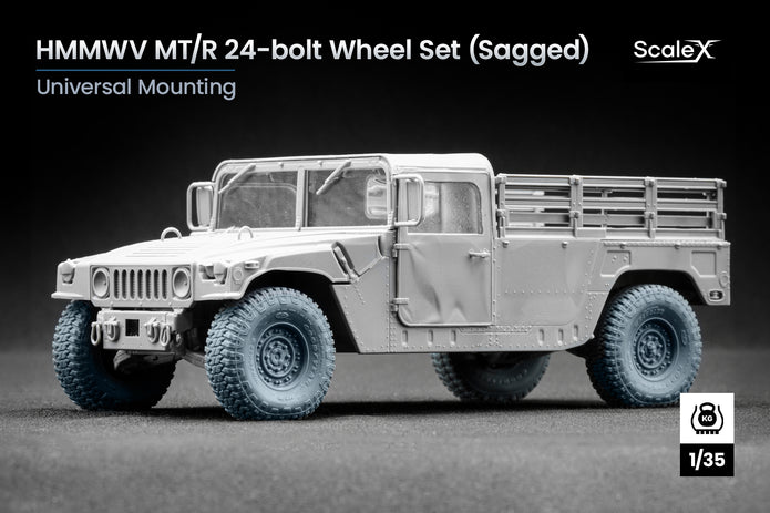 HMMWV MT/R 24-bolt Sagged Wheel Set (for Academy, ICM, Universal) 1:35 Scale X WM 35001S