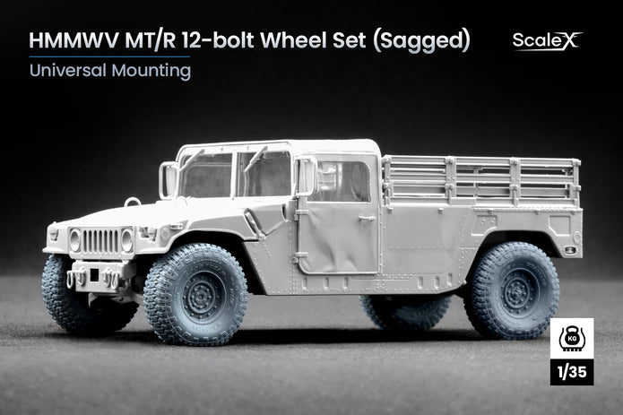 HMMWV MT/R 12-bolt Sagged Wheel Set (for Academy, ICM, Universal) 1:35 Scale X WM 35002S