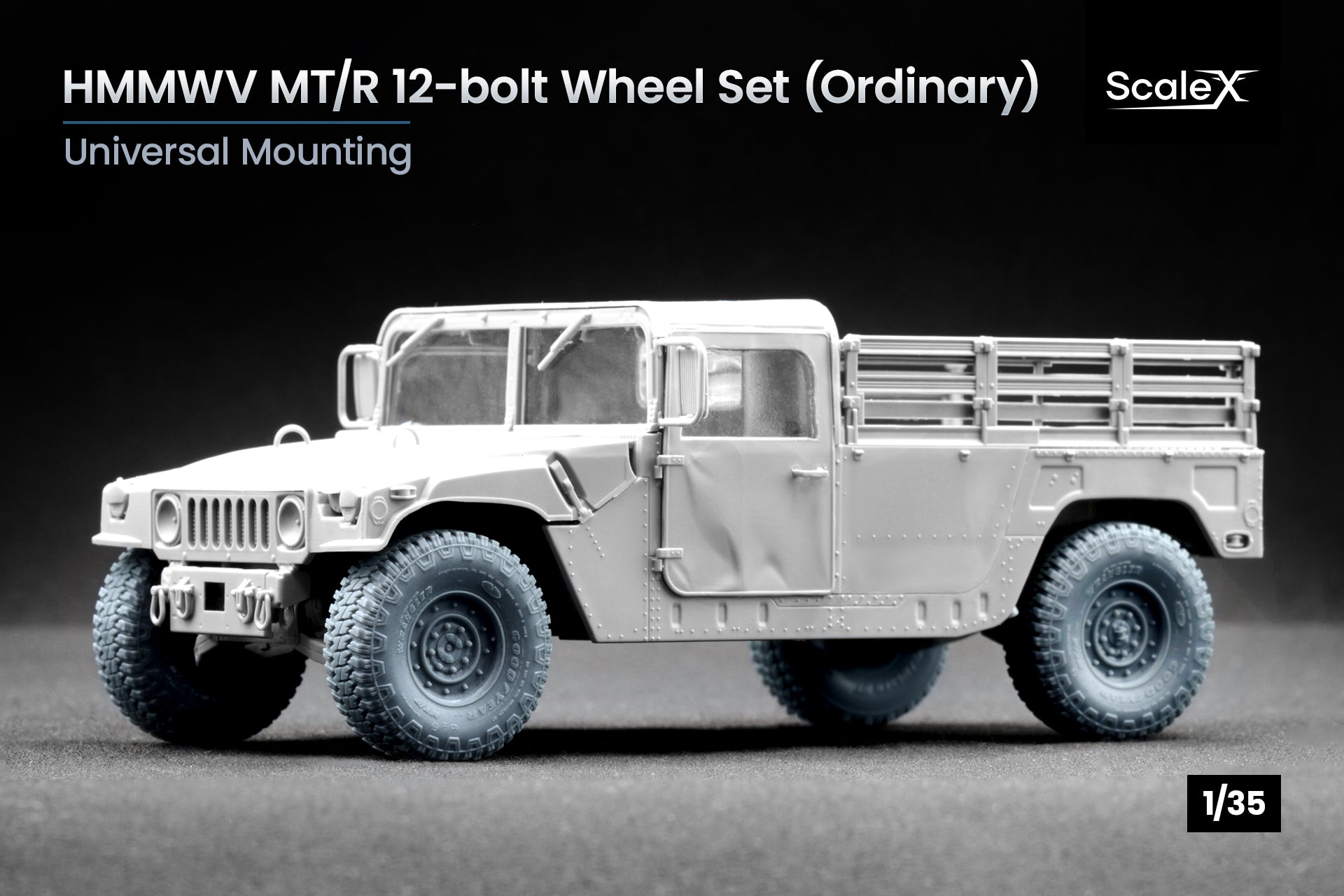 HMMWV MT/R 12-bolt Ordinary Wheel Set (for Academy, ICM, Universal) 1:35 Scale X WM 35002