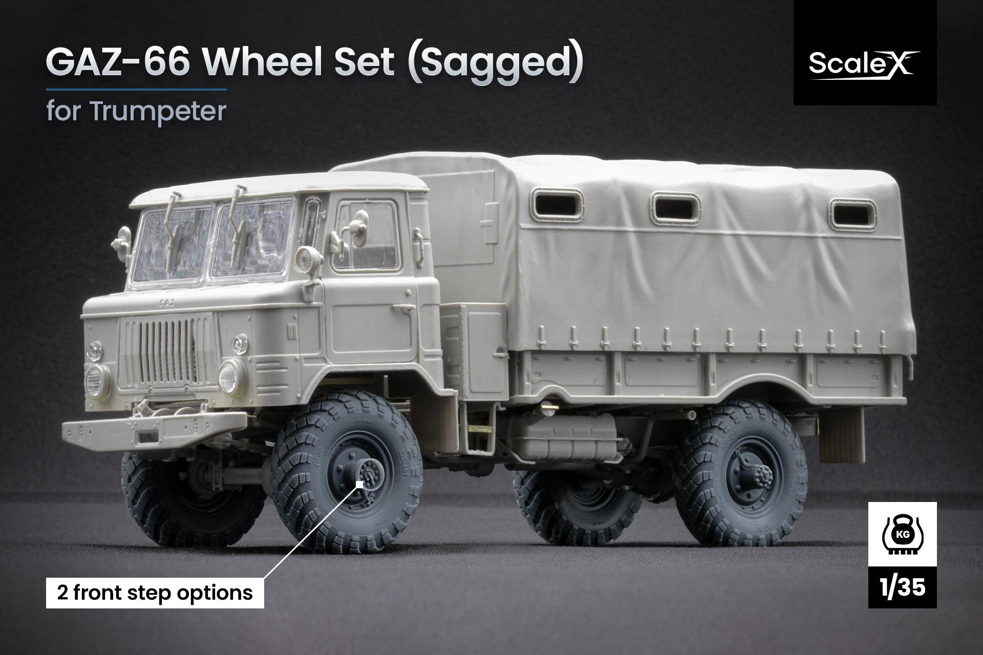 GAZ-66 Sagged Wheel Set (for Trumpeter model kit) 1:35 Scale X WM 35005S