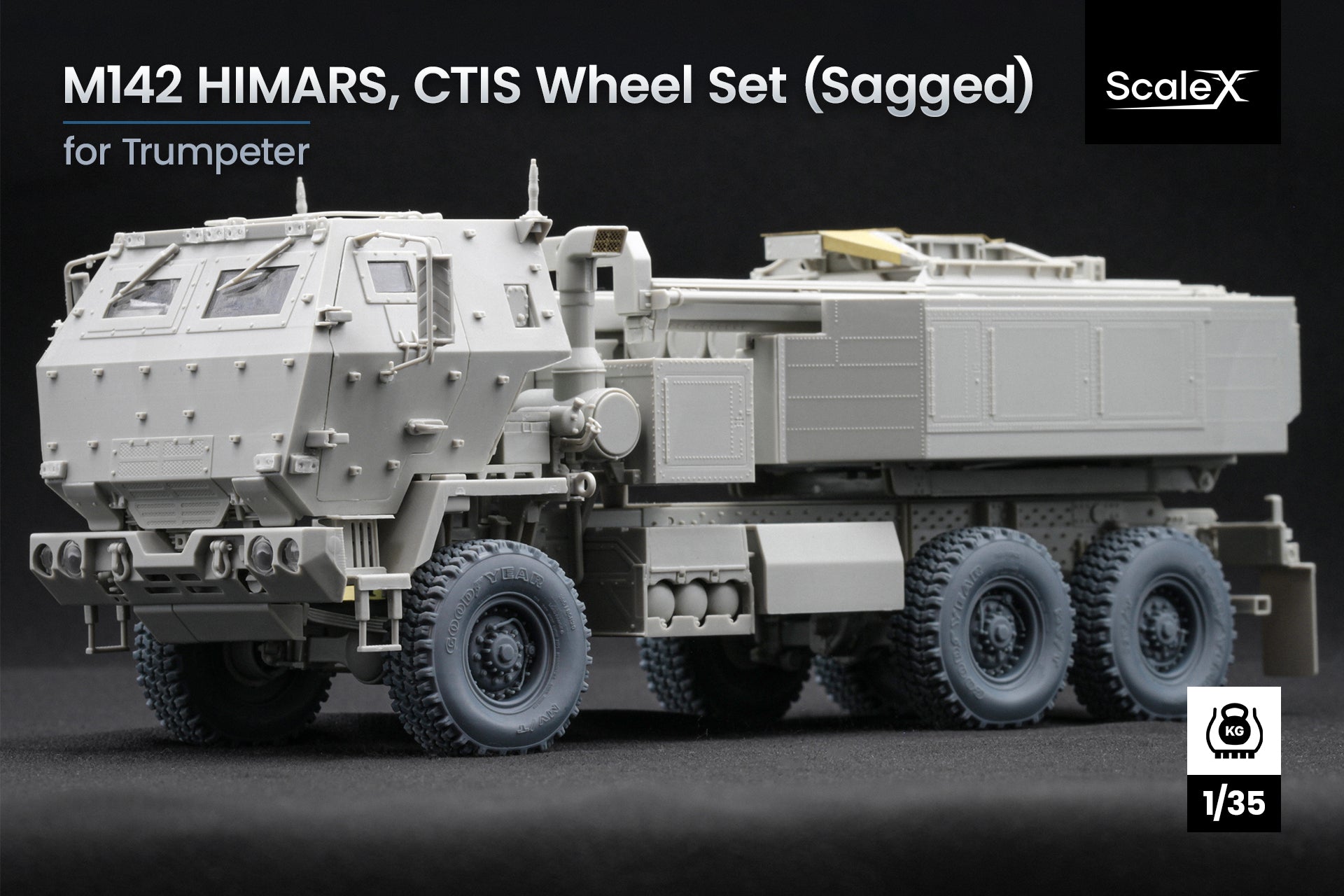 HIMARS Sagged Wheel Set with CTIS for Trumpeter (for Trumpeter model kit) 1:35 Scale X WM 35012S